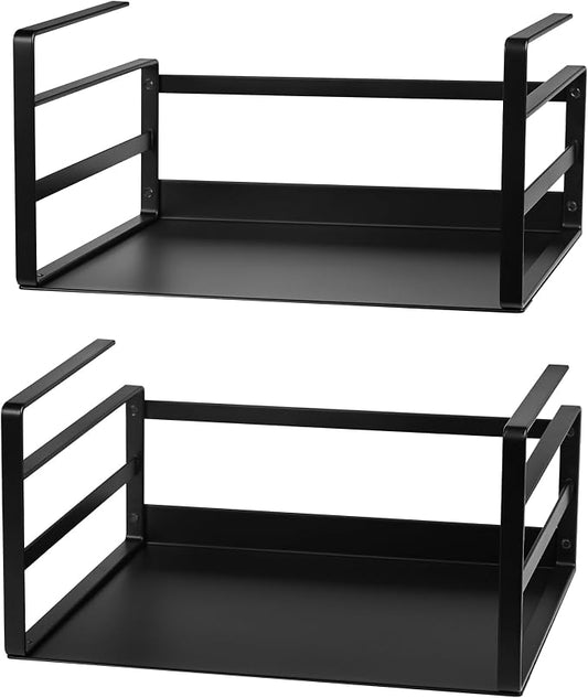 Nxconsu Under Shelf Basket 2 Pack, Cabinet Storage Organizer, 11" Black | Solid Metal Bottom Holds Up to 15 lb with No Drilling for Kitchen Cupboard Pantry Bookshelf Closet Laundry and Bath by Nxconsu