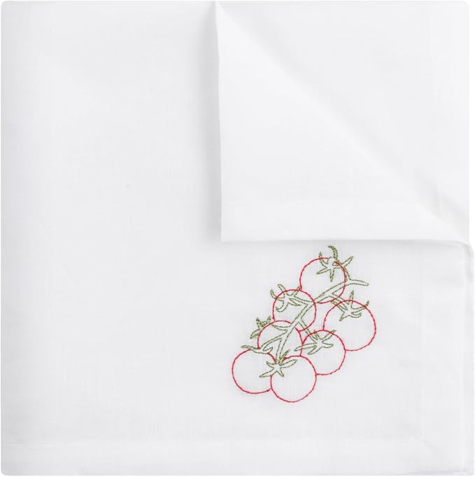 White Linen Napkins Set of 4-100% Pure Linen Embroidered Dinner Napkins 19 x 19 Inch for Spring, Summer Memorial Day - Botanical Embroidery (Garden Harvest Collection) - Image 8