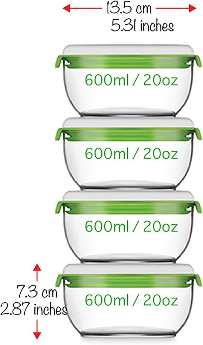FOSA Vacuum Seal Containers, 4 Pack, 20oz, Containers for Vacuum Seal, Vacuum Container for Food Storage (Vacuum Pump Not Included) - Image 2