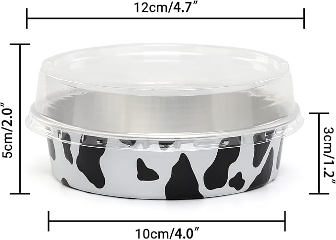 Beasea 4 Inch Mini Pie Tins with Lids, 100 Pack 8 Oz Disposable Tart Pie Pans Black White Aluminum Foil Tart Tins Round Muffin Container Mini Cheesecake Pan for Pie Tart Quiche - Image 2
