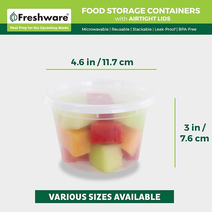 Freshware [240 Pack] 16 oz Food Storage Containers with Lids, Plastic Containers, Freezer Safe | Meal Prep | Stackable | Leakproof | BPA Free, Clear - Image 3