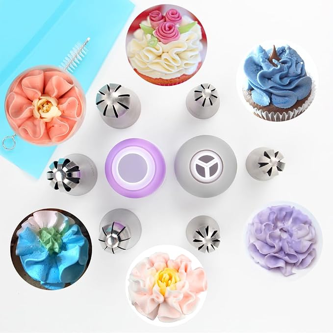 10 Pcs Stainless Steel Ball Twist Flower Icing Tips Set for Cupcakes | Ball Twist Drop Flower Piping Tips for DIY Cupcakes Bouquets, Cake Flower Decoration & Cupcakes Decorations - Image 4