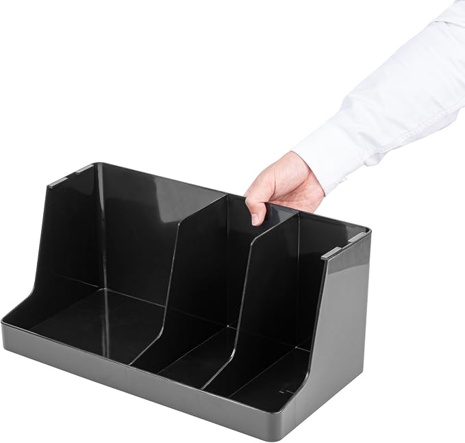 Restaurantware Restpresso Coffee Bar Organizer, 1 Count Durable 3 Compartments, Compact Size, Black Plastic Tabletop Coffee Supplies Organizer For Homes, Office Spaces, Breakrooms, and Lounges - Image 8