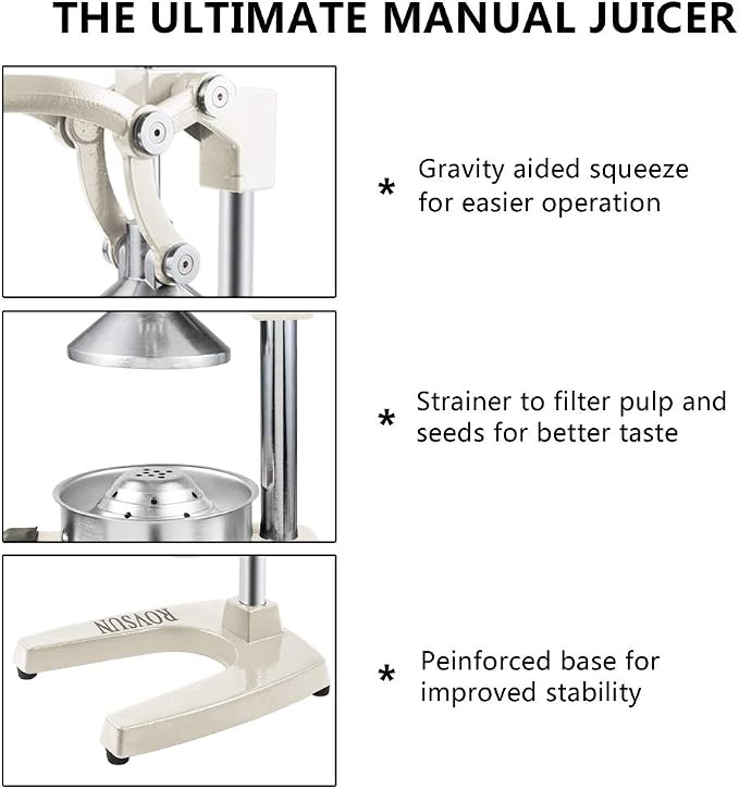 ROVSUN Commercial Grade Citrus Juicer Hand Press Manual Fruit Juicer Juice Squeezer Citrus Orange Lemon Pomegranate (White) - Image 5
