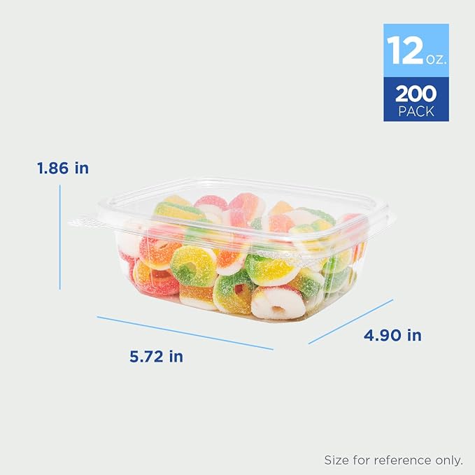 Karat PET Hinged Deli Containers with Lids - Perfect for Pasta Salads, Fruit, Deli Sides, and Home Meal Prep - Clear Plastic Food Containers, Take Out Containers (12oz) - Image 4
