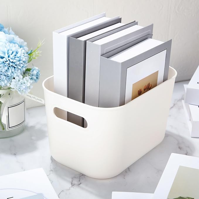 Zopeal Plastic Storage Bins 10 Pcs White Pantry Organizer Bins Small Baskets Storage Containers for Home Kitchen (10 x 7 x 6 Inch) - Image 5