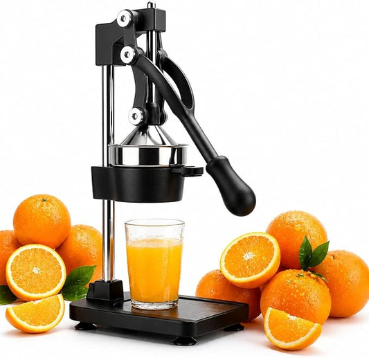 Cast Iron Juicer – Heavy Duty Manual Citrus Juicer, Professional Orange Press, Stainless Steel Lemon Squeezer & Lime Juice Extractor (Gray-Base-Style) by Griiyakii