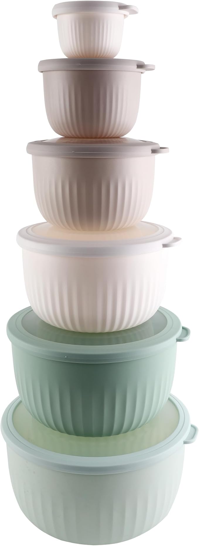 COOK WITH COLOR Prep Bowls with Lids- Wide and Deep Nesting Plastic Small Mixing Bowl Set with Lids, 12 Piece Set - Deep Bowls, Mint by CookwithColor