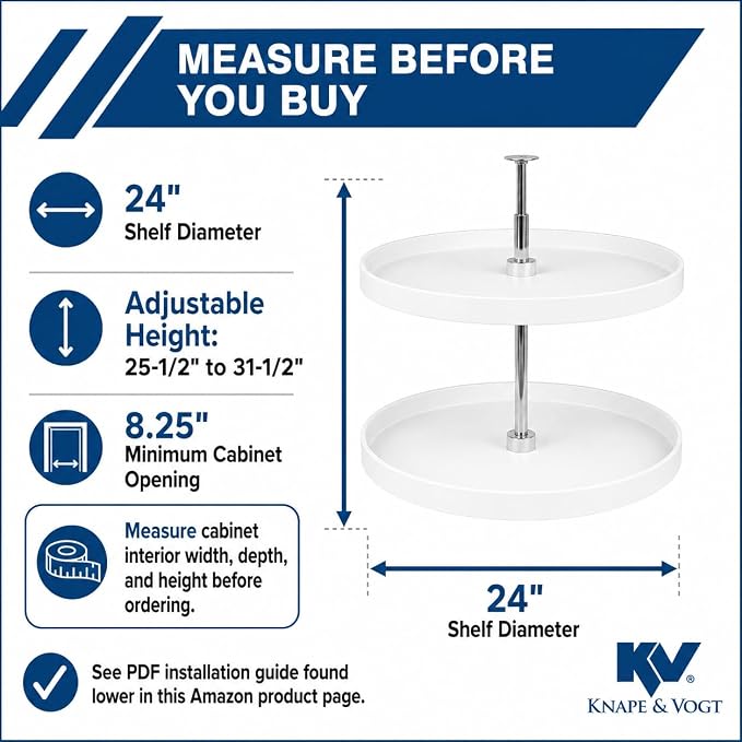 Knape & Vogt 24-In 2-Tier Full-Round Lazy Susan, White - Image 4