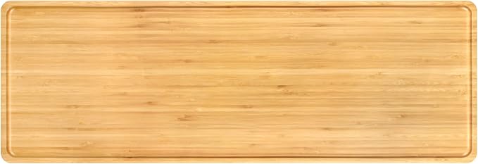 BambooMN Extra Long Rectangular Bamboo Serving Tray, Vanity, Tea Serving, Appetizers, Snacks, Charcuterie Boards, 26" x 9" x 0.75" - 1 Tray by BambooMN