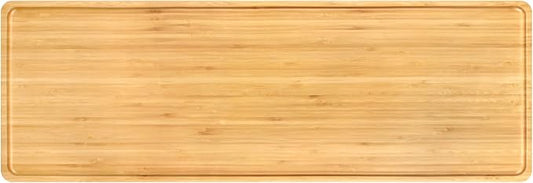 BambooMN Extra Long Rectangular Bamboo Serving Tray, Vanity, Tea, Appetizers, Snacks, Charcuterie Boards, 26" x 9" x 0.75" - 3 Trays by BambooMN