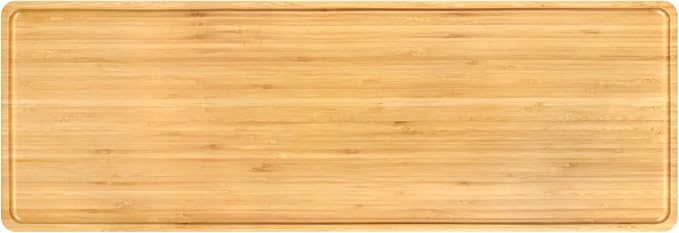 BambooMN Extra Long Rectangular Bamboo Serving Tray, Vanity, Tea, Appetizers, Snacks, Charcuterie Boards, 26" x 9" x 0.75" - 3 Trays by BambooMN