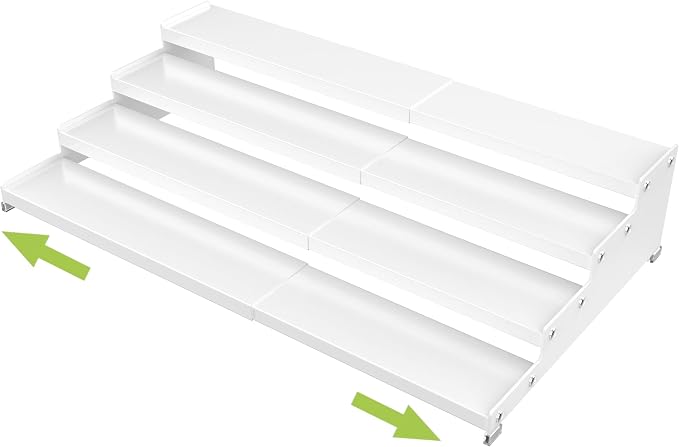 Jojocross Expandable 4-Tier Step Spice Rack Organizer for Kitchen Cabinet Modern Design and Non Skid Space Saving Storage Shelf for Countertop Cabinets Pantry(1Pack/White) by JOJOCROSSHIGHQUALITYLIFE