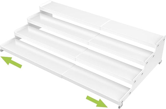 Jojocross Expandable 4-Tier Step Spice Rack Organizer for Kitchen Cabinet Modern Design and Non Skid Space Saving Storage Shelf for Countertop Cabinets Pantry(1Pack/White) by JOJOCROSSHIGHQUALITYLIFE