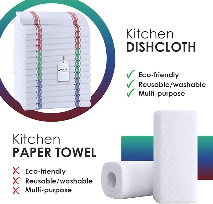 Dish Towels 15 Pack Multi Stripe 100% Cotton Kitchen Towel 15x25 Inch Tea Towels, Dish Cloths for Washing Dishes, Kitchen Rags for Drying Dishes - Image 2