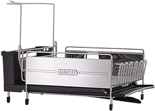 Sabatier Expandable Dish Drying Rack with Drainboard - Stainless Steel Dish Rack for Kitchen Counter, Stemware Holder and Utensil Caddy Included by Sabatier