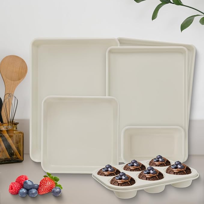 Baking Pans Set, Nonstick Bakeware Sets, Oven Pans for Cooking, AIVIKI 6 Pieces Baking Set Including Cookie Sheet, Deep Roaster Pan, Square Pan, Loaf Pan, Muffin Pan, Carbon Steel Baking Set - Image 7