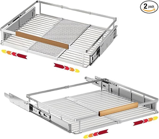 17.1~28"x22.5" Pull Out Cabinet Organizer，2Pack Expandable Sliding Cabinet Shelves，Side Mounting by Unknown