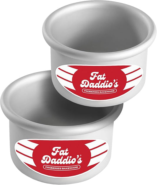 Fat Daddio's PRD-32SET Anodized Aluminum Round Cake Pans, 3 x 2 inch, Set of 2 by FatDaddios