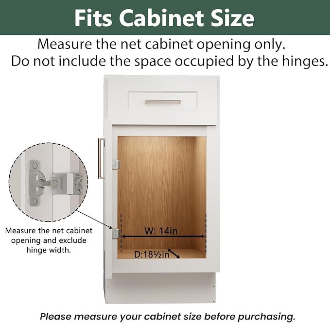 LOVMOR 2 Tier Individual Pull Out Cabinet Organizer 14" W x 18" D, Slide Out Kitchen Cabinet Storage Sliding Shelves - Image 4