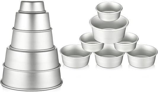 Teenyyou 12 Pieces Aluminum Round Cake Pans Set Nonstick Cake Pans Bakeware Sets 4/6 /8/9 /10 Inch Cheesecake Baking Tools for Home Wedding Birthday Party Baking Supplies by Teenyyou