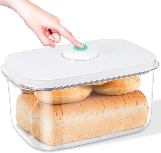 Large Bread Box with Easy-Carrying Handles for Kitchen Countertop, 6.5 Qt Rice Flour Container with Pop Up Lid & Hanging Hooks for Cleaner Use, Airtight Food Storage Bin for Kitchen Organization by TBMax