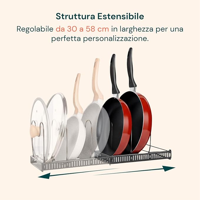 Avilia Extendable Stainless Steel Kitchen Sink Organizer with Stand, Ideal for Lids, Pans and Kitchen Organization Space Saving - Image 3