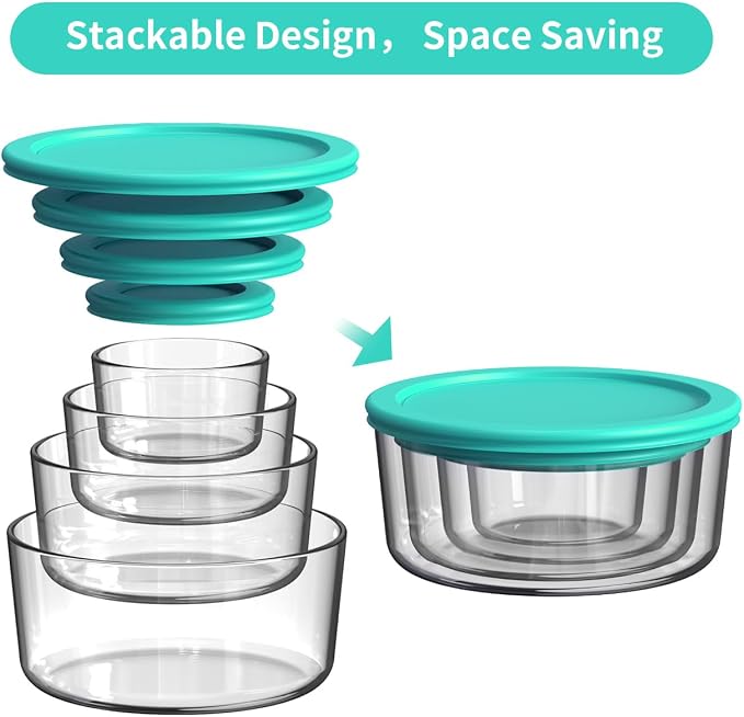 AILTEC 9 pack & 8 pack Glass food storage containers with lids,Glass meal prep containers - Image 8