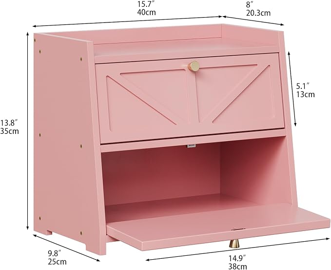 Trironsun Vintage Double Layer Bread Box for Kitchen Counter Bamboo Bread Storage Container Large Capacity Bread Storage Bin (Pink) - Image 5