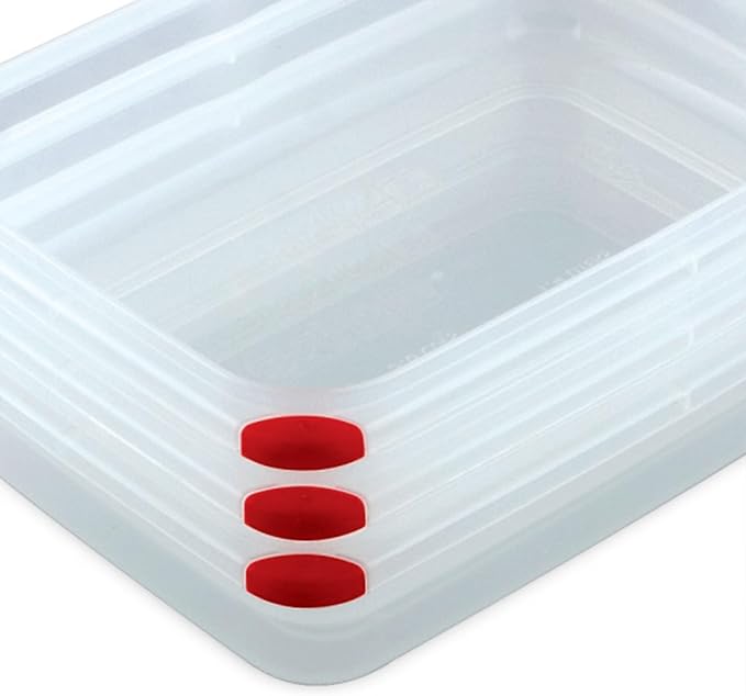 Sterilite Ultra-Seal 16 Cup Rectangle, Airtight Food Storage Container, Latching Lid, Microwave and Dishwasher Safe, Clear With Blue Gasket, 16-Pack - Image 8