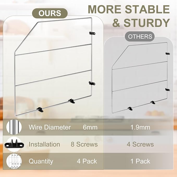 Blulu 4 Pcs Baking Sheet Organizer 18" x 20" Tray Dividers for Cabinets Kitchen Cabinet Dividers Vertical for Baking Sheets Chrome Pan Rack Storage Wires for Kitchen Cupboards(silver) - Image 3