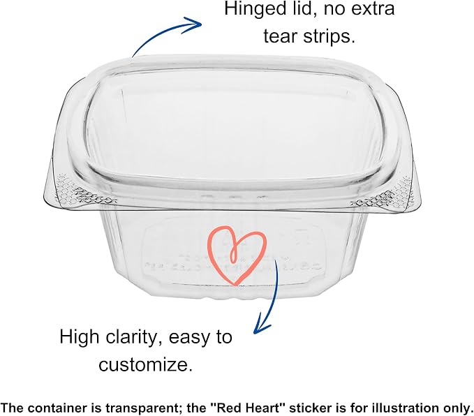 6oz RPET Clear Hinged Lid Deli Container - 400Pcs - Image 4