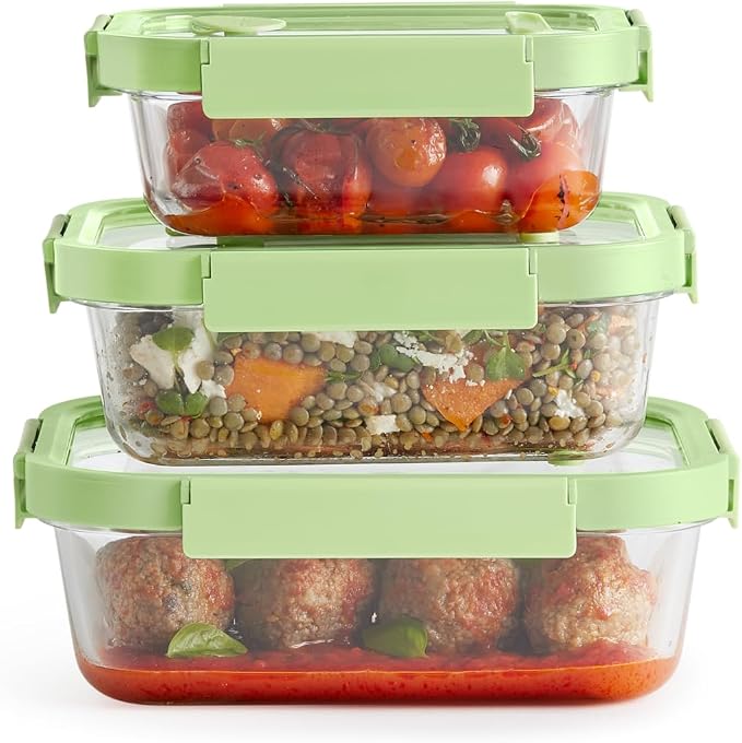 Lékué x3 Rectangular Glass Food Containers with Airtight Lids & Steam Valves - 3pc Set - Borosilicate Glass & 100% Platinum Silicone Dishes for Storage & Cooking - Microwave, Freezer & Dishwasher Safe - Image 5