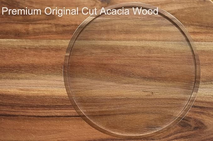 11" Acacia Wood Lazy Susan Organizer Kitchen Turntable for Cabinet Pantry Table Organization,2 Pack - Image 4