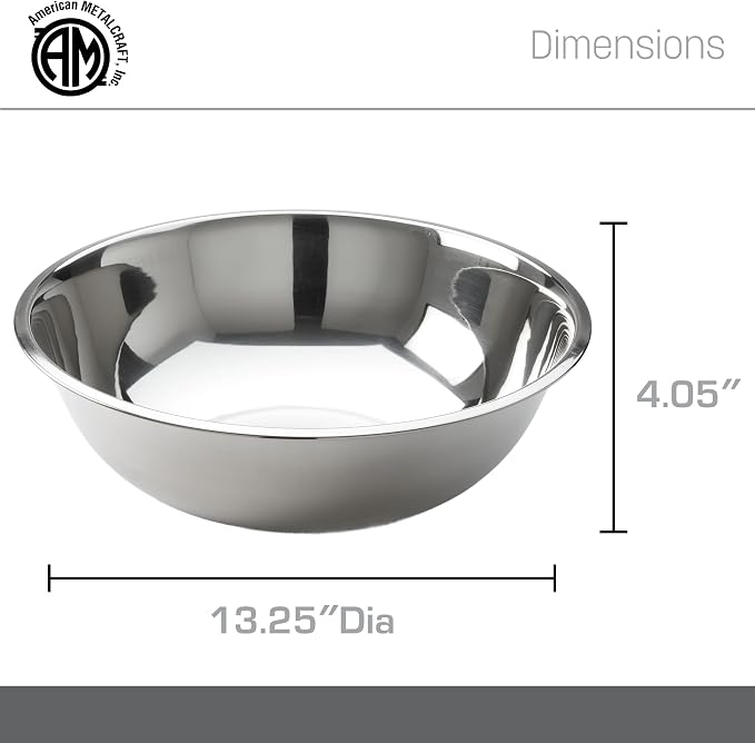 American Metalcraft SSB800 Stainless Steel Mixing Bowl - Durable, Commercial-Grade, Metal Bowl For Mixing - Wide-Rim, Stackable, Dishwasher Safe, 8qt, Silver - Image 4