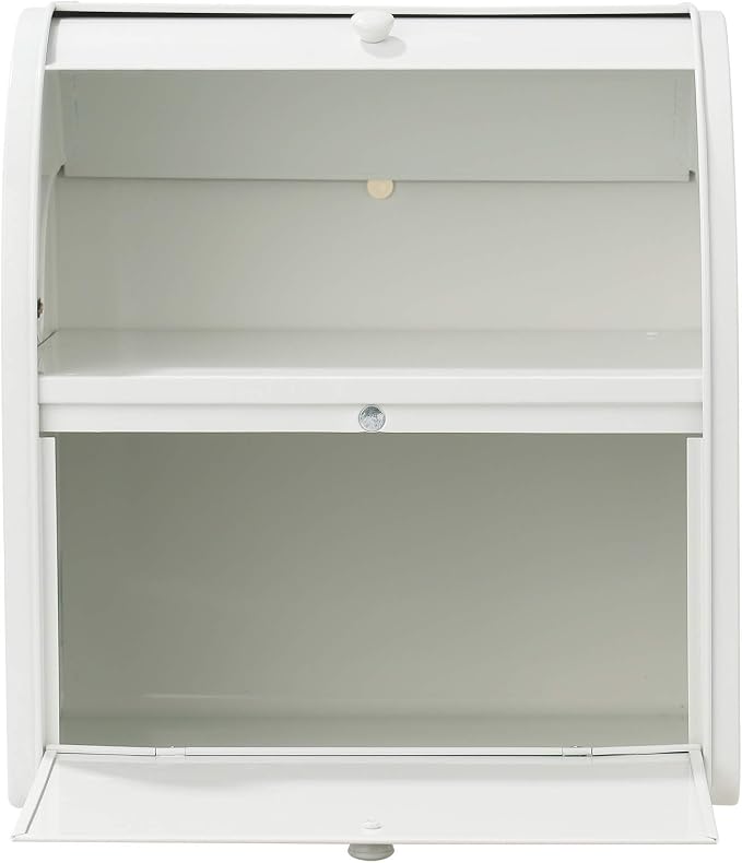 Bread Box, Metal Bread Box for Kitchen Countertop, 2 Layer Roll Top Bread Boxes, Stainless Steel Bread Storage, Kitchen Counter Bread Bin, Airtight Holder for Homemade Bread（White） - Image 5