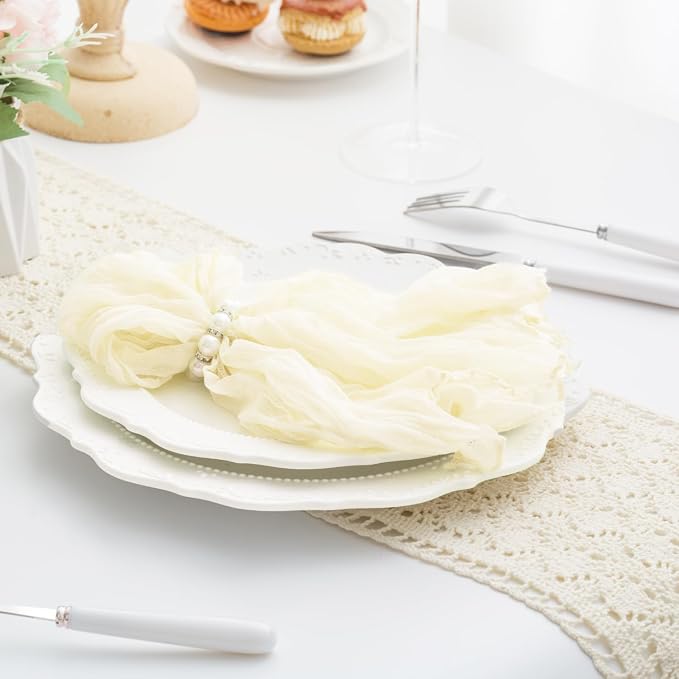 Beige 100 Pack Cheesecloth Napkins Washable 21x21 Inches Beige Cloth Napkins Set of 100 Dinner Table Napkins for Wedding Summer Bridal Baby Shower Rustic Boho Cotton Gauze Party Table Decor - Image 5