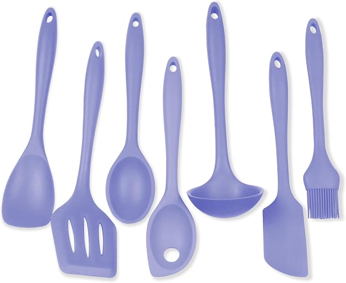 Chef Craft - Premium Silicone Kitchen Tools and Utensils Set, Non-Scratch, Withstands Temperatures up to 450°F, BPA-Free, 7 Piece Cooking Utensils Set, Pastel Blue by ChefCraft