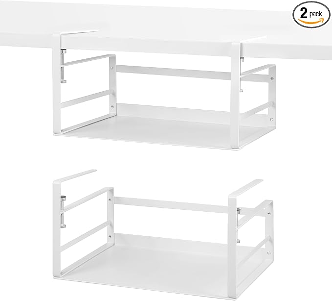 Nxconsu Under Shelf Basket, 2 Pack Under Shelf Storage Organizer, 13.4" | Heavy-Duty Metal Under Cabinet Shelf Basket Holds 30 lb with No-Drill Knob-Lock Clamp for Kitchen Pantry Cupboard by Nxconsu