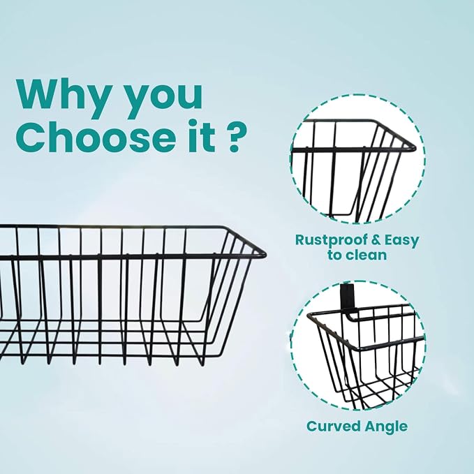 Go Hooked Metal Hanging Storage Basket Door Organiser (Assorted Colour) - Image 4