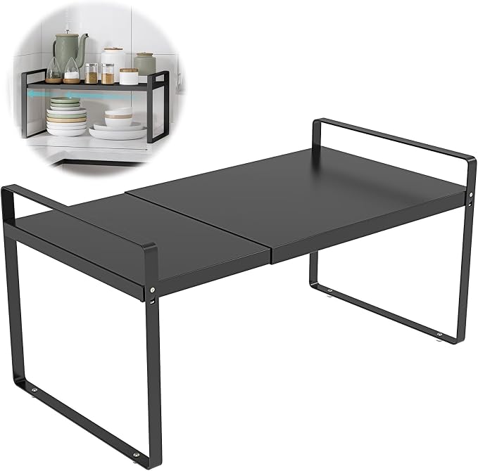 Expandable Cabinet Shelf Organizer Rack，Kitchen Cabinet Shelves 11 Inch Deep，Adjustable Storage Shelves，Pantry Shelf(1 Pack) by KOMOHOM