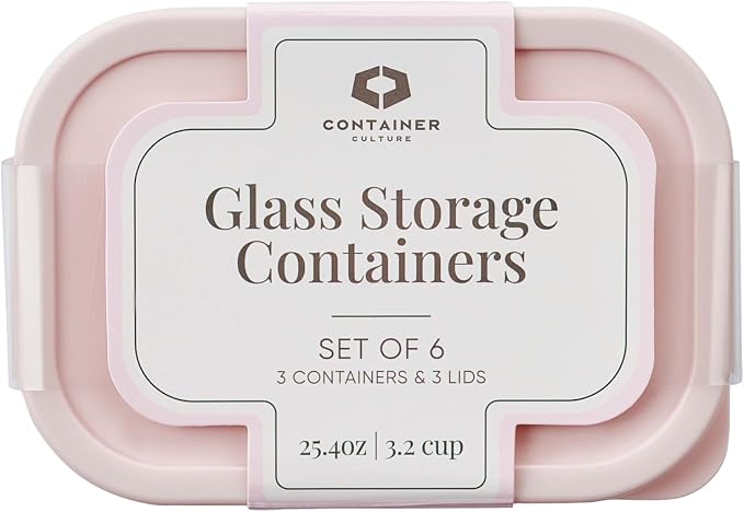Glass Food Storage Containers with Lids — 6 Piece — 24.4 oz Glass with BPA-Free Leakproof Stackable Lids — Microwave, Oven & Dishwasher Safe — Ideal for Meal Prep & More - Berry Blush - Image 3