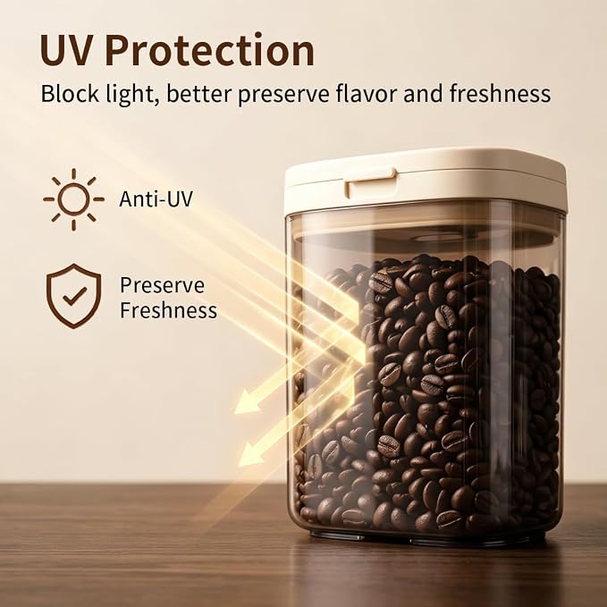 Airtight Food Storage Container with Magnetic Scoop & Built-in Leveler, 800ML Coffee Canister with Date Tracker, BPA Free UV Blocking Food Container for Coffee Beans, Ground Coffee, Tea, Sugar & Flour - Image 4
