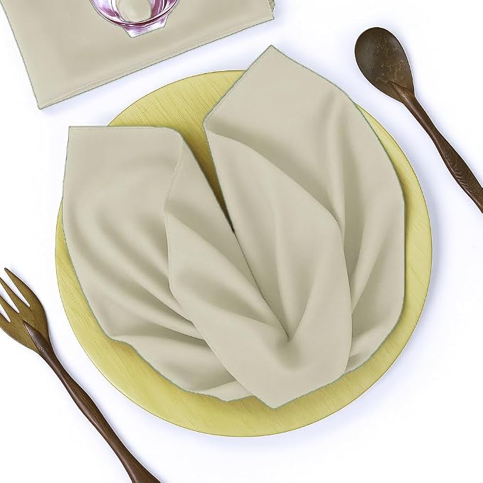 Pack of 100 PCS Cloth Napkins 17x17 inch Washable Polyester Dinner Napkins Soft Table Napkins for Wedding Party Dining Banquet Bistro Decoration - Ivory by MDS
