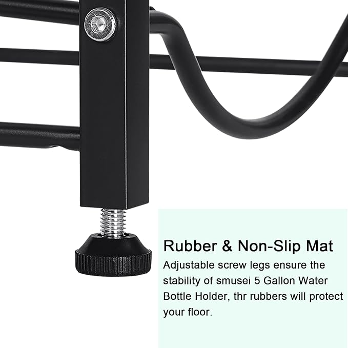 smusei 5 Gallon Water Bottle Holder 3 Tier Water Cooler Jug Rack Shelf Organizer Detachable Heavy Duty Kitchen Water Bottle Storage Rack for Home, Office, Black - Image 6