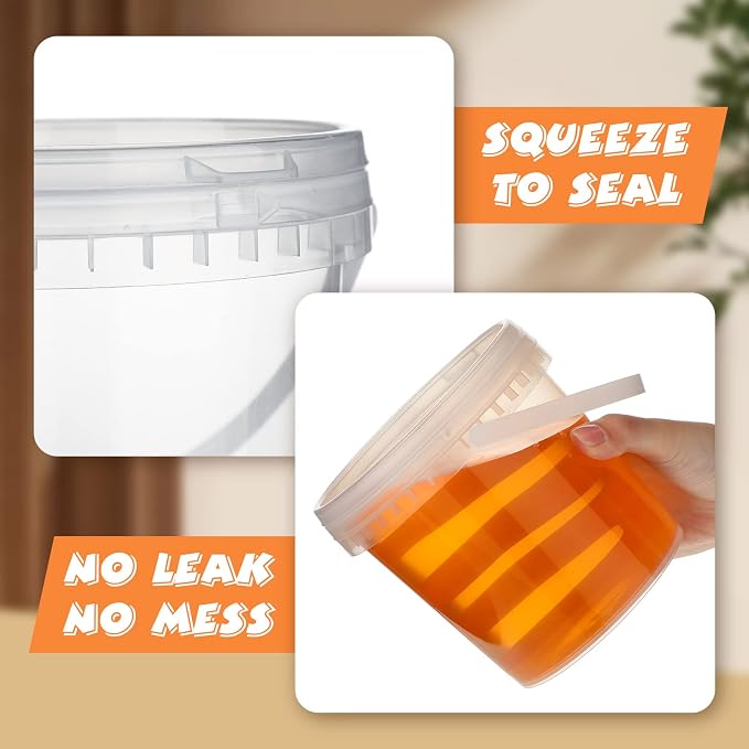 Skylety 24 Pcs Ice Cream Tub with Lid and Handle, 32oz Plastic Freezer and Microwave Safe Food Storage Containers, Airtight Pails Container for Snacks Deli Food Fruit, Leakproof Bucket (Clear) - Image 4