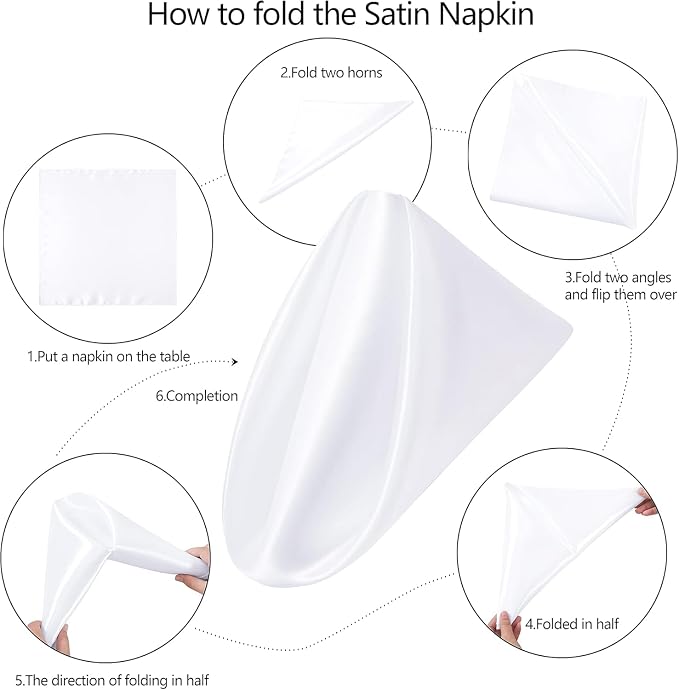 MDS® Pack of 25 Satin Napkins 12 x 12 Inch, Soft Silky Reusable Cloth Dinner Table Napkins for Wedding Décor, Reception, Birthday, Parties, Banquets, Catering, Restaurants & Hotel - White - Image 3