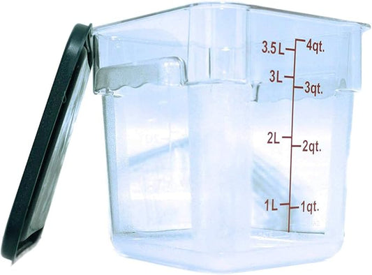Tiger Chef 4 Quart Commercial Grade Clear Food Storage Square Polycarbonate Containers With Green Lids by TigerChef