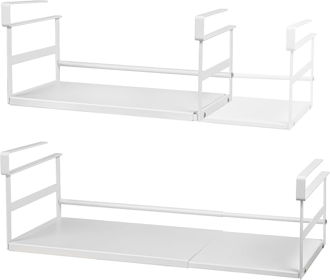 Under Shelf Storage Basket, 2-Pack Under Cabinet Shelf Organizer | Expandable Hanging Basket Holds 35 lbs Add-On Kitchen Pantry Cupboard Counter Laundry 13.19-23.03" W x 8.66" D x 5.12" H by Selosiz