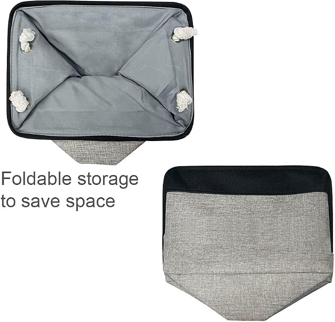 Storage Basket for Organizing - 16x12x12 inch Cube Storage bin 3 Pack Fabric Storage Cubes, Collapsible Storage Box for Organizer Cloth Gift Toy Closet (Black & Grey) - Image 7